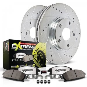 Subaru Forester Brake Kit - Front - PowerStop - Drilled & Slotted Rotors + Carbon-Fiber Ceramic Pads - `19-`21