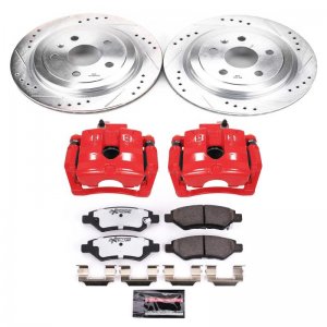 Chevrolet Camaro Brake Kit - Rear - PowerStop - Drilled & Slotted Rotors + Carbon-Fiber Ceramic Pads + Powder Coated Calipers - `10-`15