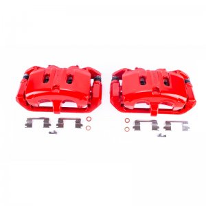 Ford Mustang Brake Caliper (2) - Front - PowerStop - Red Powder Coated - Red - `15-`22
