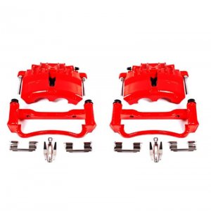Ford Mustang Brake Calipers (2) - Front - PowerStop - Red Powder Coated - Red - `03-`04