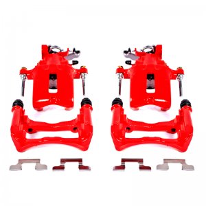 Ford Mustang Brake Calipers - Rear - PowerStop - Powder Coated with Brackets - Red - `05-`14
