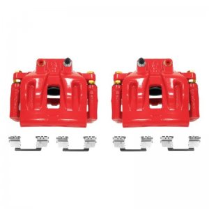 Dodge Challenger Brake Calipers - Front - PowerStop - Floating Caliper with Bracket, High-Temp Red Powder Coated - Red - `12-`21