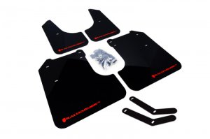 Subaru WRX Mud Flaps - Rally Armor - UR Series Silver Logo - Black - `08-`10