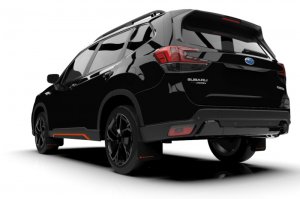 Subaru Forester Mud Flap Kit - Front + Rear - Rally Armor - UR Black Flap/Orange Logo - Black/Orange - `19-`21