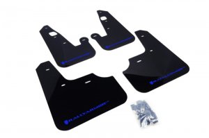 Mitsubishi Lancer Mud Flaps - Rally Armor - UR Blue Logo - Black - `07-`17