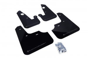 Mitsubishi Lancer Mud Flaps - Rally Armor - UR Black Flap/Grey Logo - Black - `07-`17