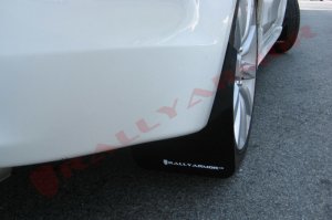 Mitsubishi Lancer Mud Flap Kit - Front + Rear - Rally Armor - UR Black - Black/White Logo - `07-`17