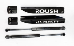 Ford Mustang Hood Strut Kit - Roush - Gas-Charged with Roush Logo - Black - `05-`14