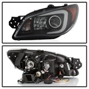 Subaru WRX Headlights - SPYDER - Halo DRL LED Projector - Black - `06-`07