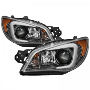 Subaru WRX Headlights - SPYDER - HID Model Only, Projector, Light Bar DRL - Black - `06-`07