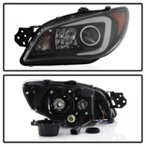 Subaru WRX Headlights - SPYDER - HID Model Only, Projector, Light Bar DRL - Black - `06-`07