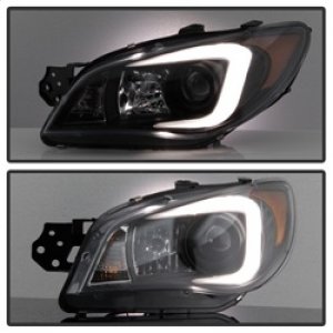Subaru WRX Headlights - SPYDER - HID Model Only, Projector, Light Bar DRL - Black - `06-`07