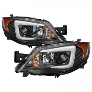 Subaru WRX Headlights - SPYDER - Halo DRL LED Projector, Halogen Model Only - Black - `08-`09