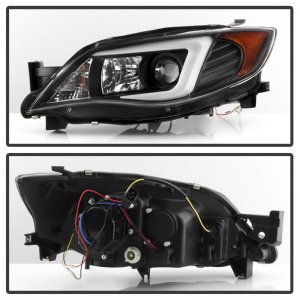 Subaru WRX Headlights - SPYDER - Halo DRL LED Projector, Halogen Model Only - Black - `08-`09