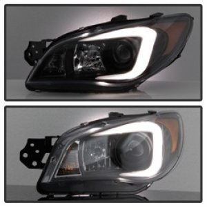 Subaru WRX Headlights - SPYDER - HID Model Only, Projector, Light Bar DRL - Black - `06-`07