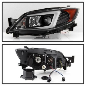 Subaru WRX Headlights - SPYDER - Projector, HID Model, DRL LED, Light Bar - Black - `08-`09
