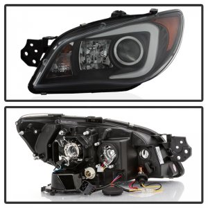 Subaru WRX Headlights - SPYDER - Halo DRL LED Projector - Black - `06-`07