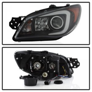 Subaru WRX Headlights - SPYDER - HID Model Only, Projector, Light Bar DRL - Black - `06-`07