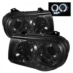 Chrysler 300C Headlights - SPYDER - Projector LED Halo - Smoke - `05-`10