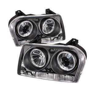 Chrysler 300 Headlights - SPYDER - LED Halo Projector - Black - `05-`08