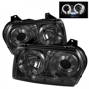 Chrysler 300 Headlights - SPYDER - Projector Headlights LED Halo - Smoke - `05-`08