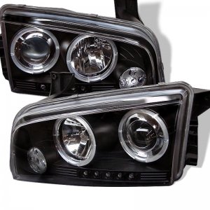 Dodge Charger Headlights - SPYDER - Projector LED Halo - Black - `06-`10