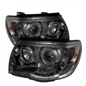 Toyota Tacoma Headlights - SPYDER - LED Halo, Projector - Smoke - `05-`11