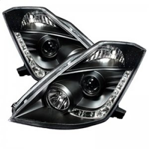 Nissan 350Z Headlights - SPYDER - DRL LED Projector, Xenon/HID Model - Black - `03-`05