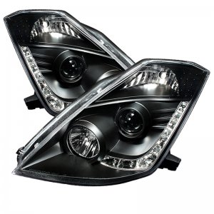 Nissan 350Z Headlights - SPYDER - DRL LED Projector, Xenon/HID Model - Black - `03-`05