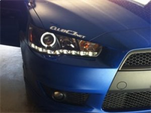 Mitsubishi Lancer Headlights - SPYDER - Projector, LED Halo, DRL - Black - `08-`14