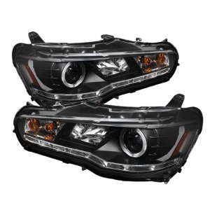 Mitsubishi Lancer Headlights - SPYDER - Projector Xenon/HID LED Halo DRL - Black - `08-`14