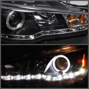 Mitsubishi Lancer Headlights - SPYDER - Projector Xenon/HID LED Halo DRL - Black - `08-`14