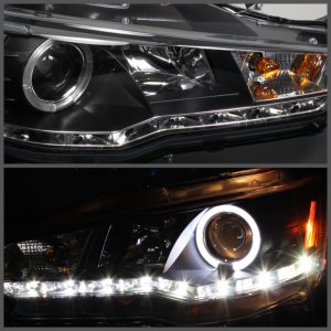 Mitsubishi Lancer Headlights - SPYDER - Projector Xenon/HID LED Halo DRL - Black - `08-`14