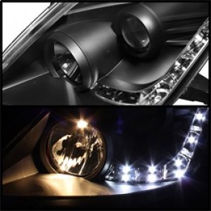 Nissan 350Z Headlights - SPYDER - DRL LED Projector Headlights - Xenon/HID Model - Black - `06-`08