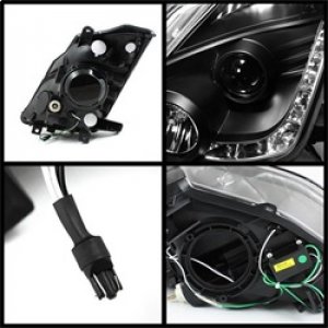 Nissan 350Z Headlights - SPYDER - DRL LED Projector - Black - `03-`05