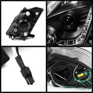Nissan 350Z Headlights - SPYDER - DRL LED Projector - Black - `03-`05