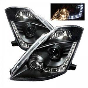 Nissan 350Z Headlights - SPYDER - DRL LED Projector - Black - `03-`05