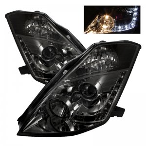 Nissan 350Z Headlights - SPYDER - Projector, DRL - Smoke - `03-`05