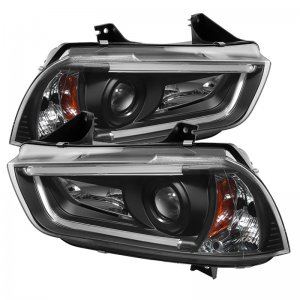 Dodge Charger Headlights - SPYDER - DRL Projector, Light Tube, Halogen - Black - `11-`14
