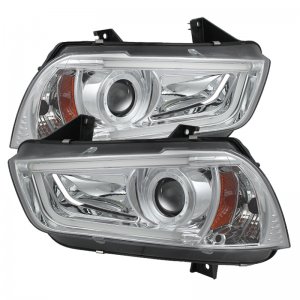 Dodge Charger Headlights - SPYDER - Projector, Light Tube, DRL, Xenon Model - Chrome - `11-`14