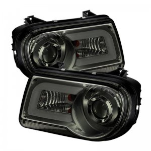 Chrysler 300C Headlight Set - SPYDER - LED Projector Headlights with DRL - Smoke - `05-`10
