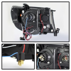 Toyota Tacoma Headlights - SPYDER - Projector, LED Halo - Black Smoke - `05-`11