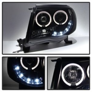 Toyota Tacoma Headlights - SPYDER - Projector, LED Halo - Black Smoke - `05-`11