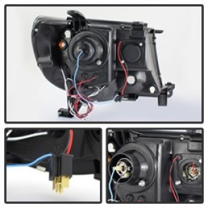 Toyota Tacoma Headlights - SPYDER - Projector, LED Halo - Black Smoke - `05-`11