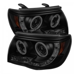 Toyota Tacoma Headlights - SPYDER - CCFL Halo LED Projector - Black Smoke - `05-`11