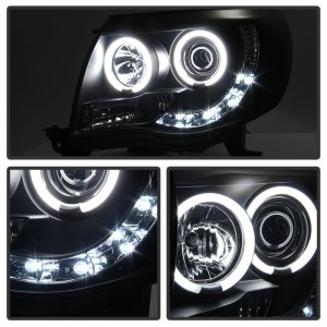 Toyota Tacoma Headlights - SPYDER - CCFL Halo LED Projector - Black Smoke - `05-`11
