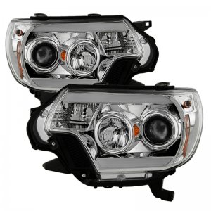 Toyota Tacoma Headlight Set - SPYDER - Projector Headlights, Light Bar DRL - Chrome - `12-`16
