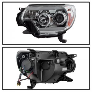 Toyota Tacoma Headlight Set - SPYDER - Projector Headlights, Light Bar DRL - Chrome - `12-`16