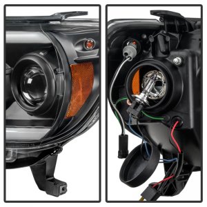 Toyota Tacoma Headlights - SPYDER - Projector Light Bar DRL - Black - `12-`15