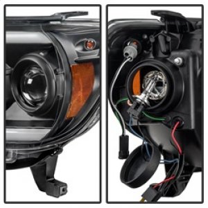 Toyota Tacoma Headlights - SPYDER - Projector Light Bar DRL - Black - `12-`15